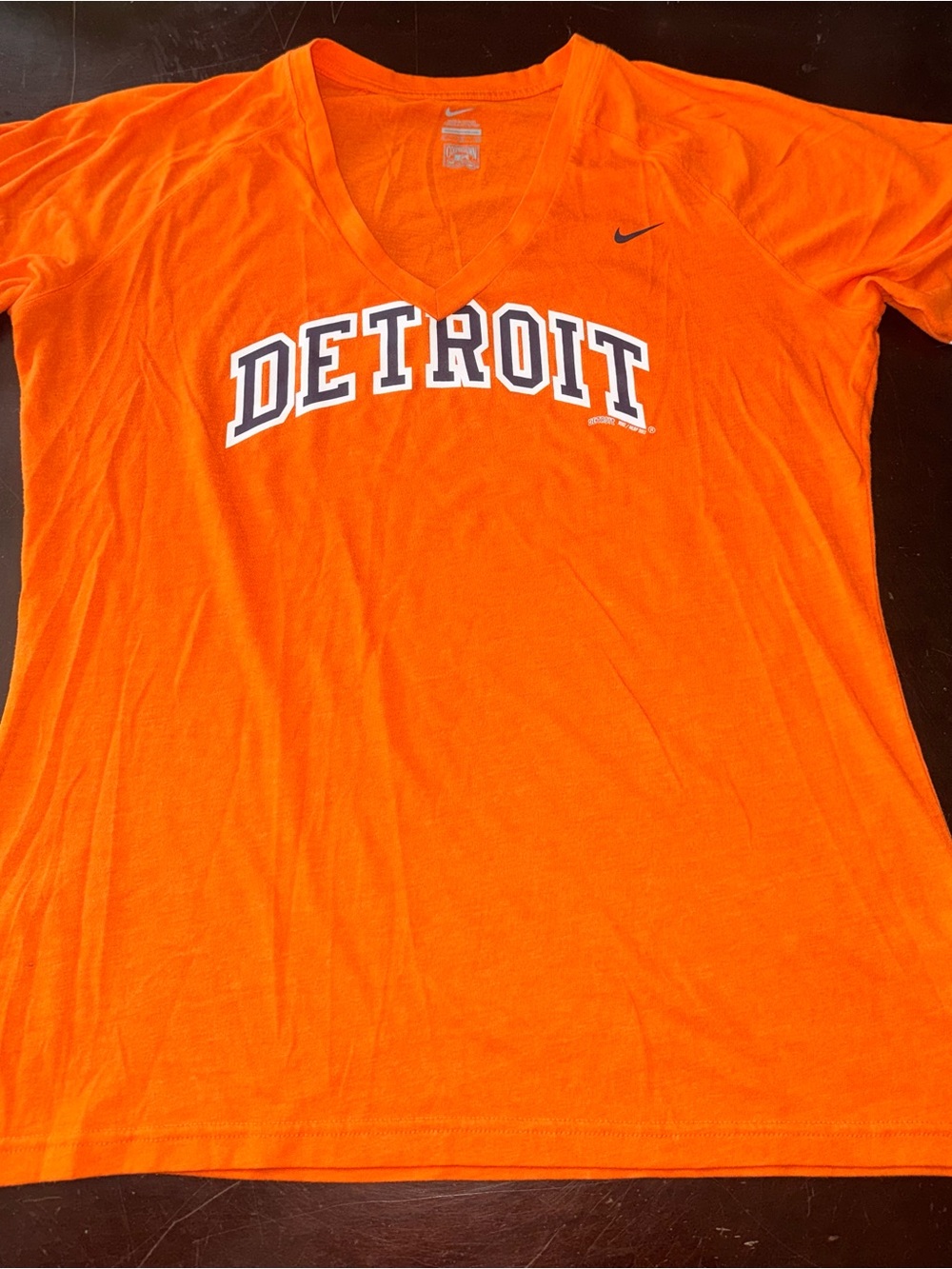 Nike Orange V-Neck Detroit Graphic Tee